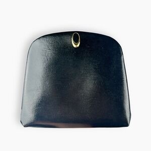 Oroton Black Leather Mini Gold Frame Shoulder Crossbody Bag Purse Clutch